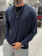 Navy Washed Modal Fabric Sweatshirt MRK-2863