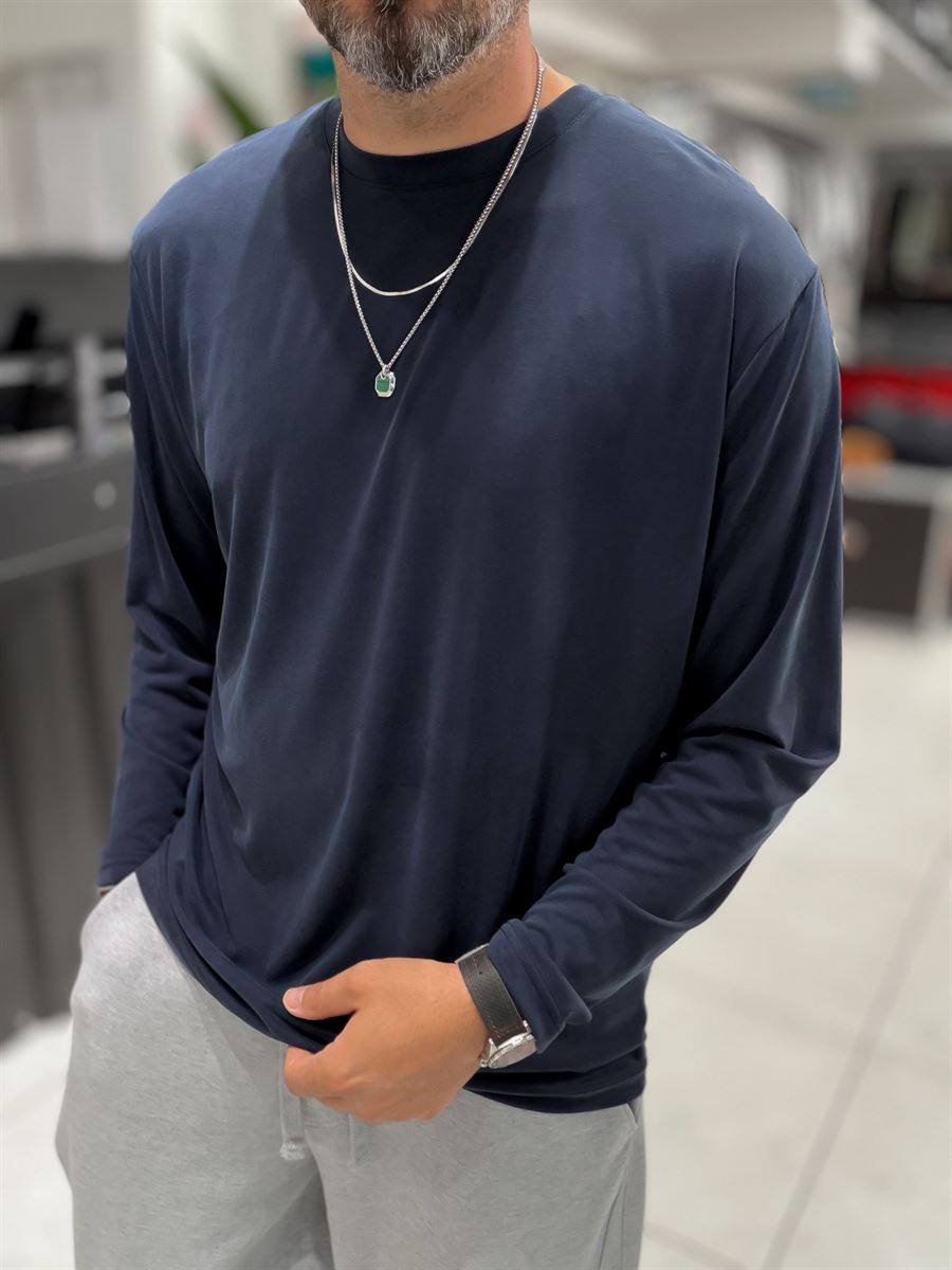 Navy Washed Modal Fabric Sweatshirt MRK-2863