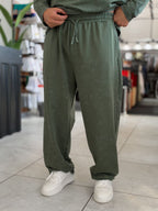 Khaki Washed Straight-Leg Sweatpants RSP