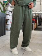 Khaki Washed Straight-Leg Sweatpants RSP