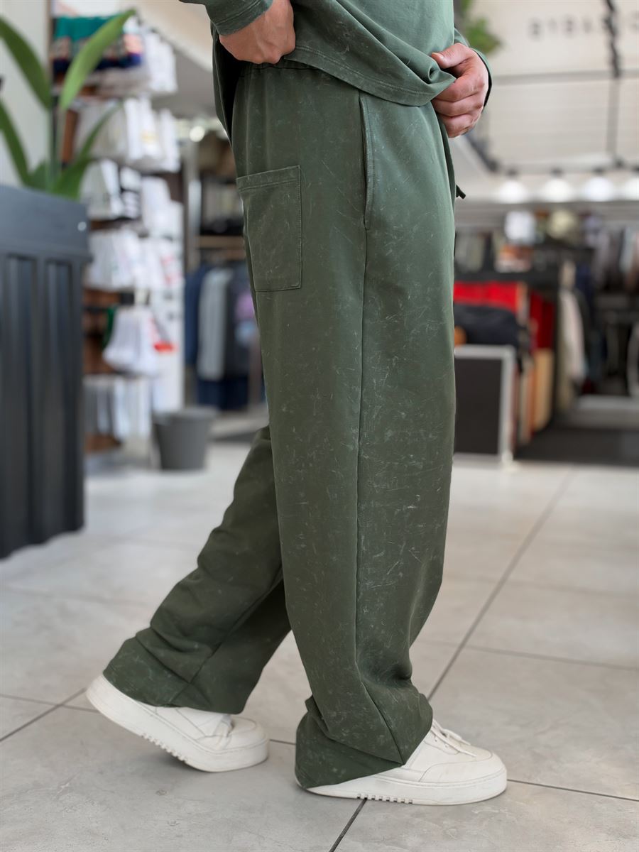 Khaki Washed Straight-Leg Sweatpants RSP