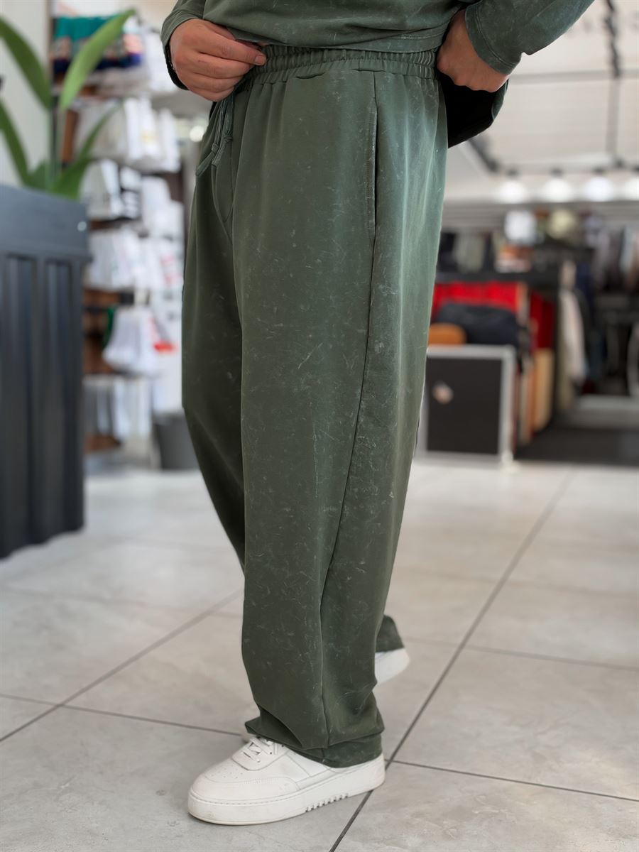 Khaki Washed Straight-Leg Sweatpants RSP