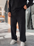 Black Washed Straight-Leg Sweatpants RSP