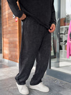 Black Washed Straight-Leg Sweatpants RSP