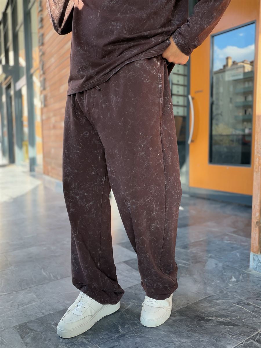 Burgundy Washed Straight-Leg Sweatpants