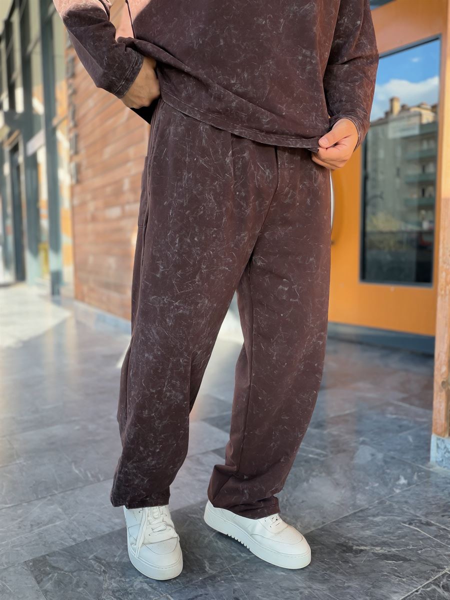 Burgundy Washed Straight-Leg Sweatpants