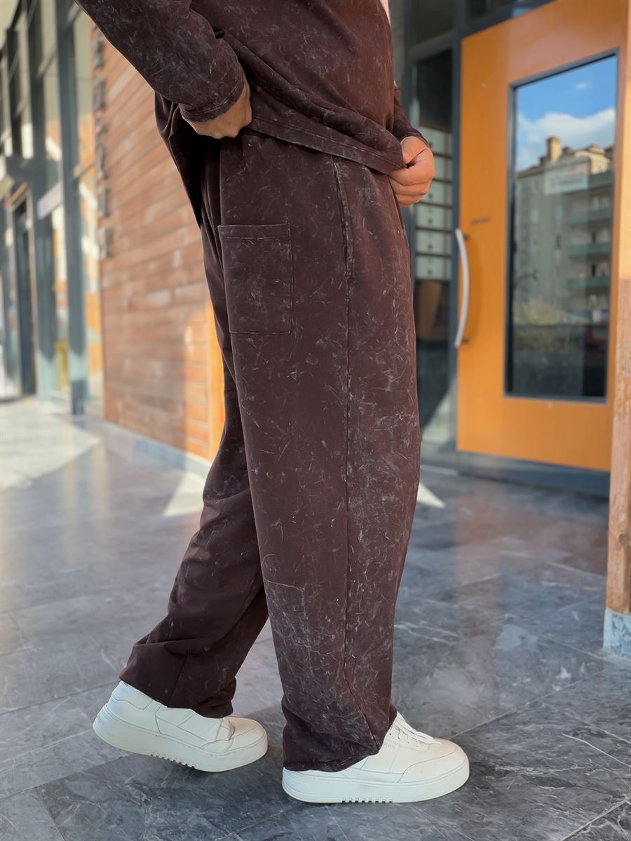 Burgundy Washed Straight-Leg Sweatpants