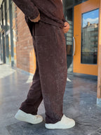 Burgundy Washed Straight-Leg Sweatpants