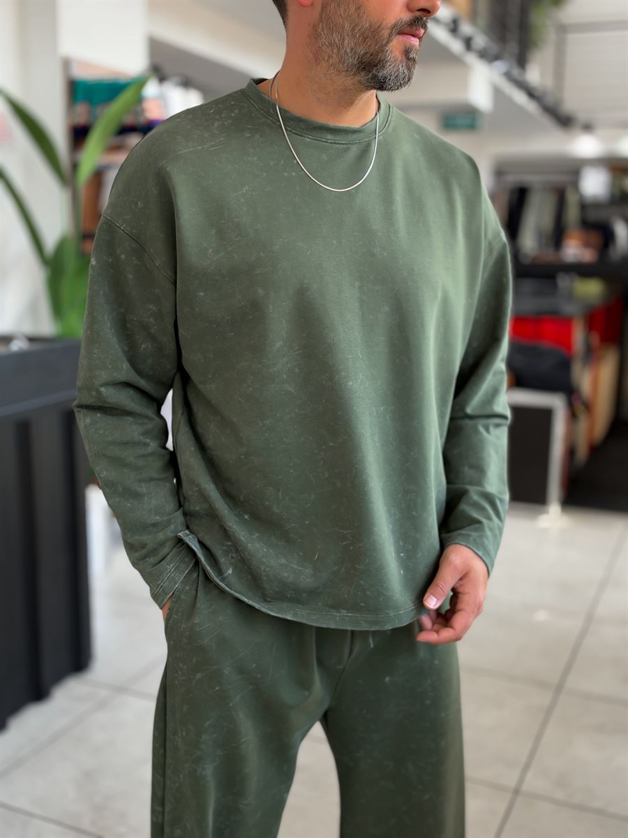 Khaki Washed Oversized Sweatshirt RSP
