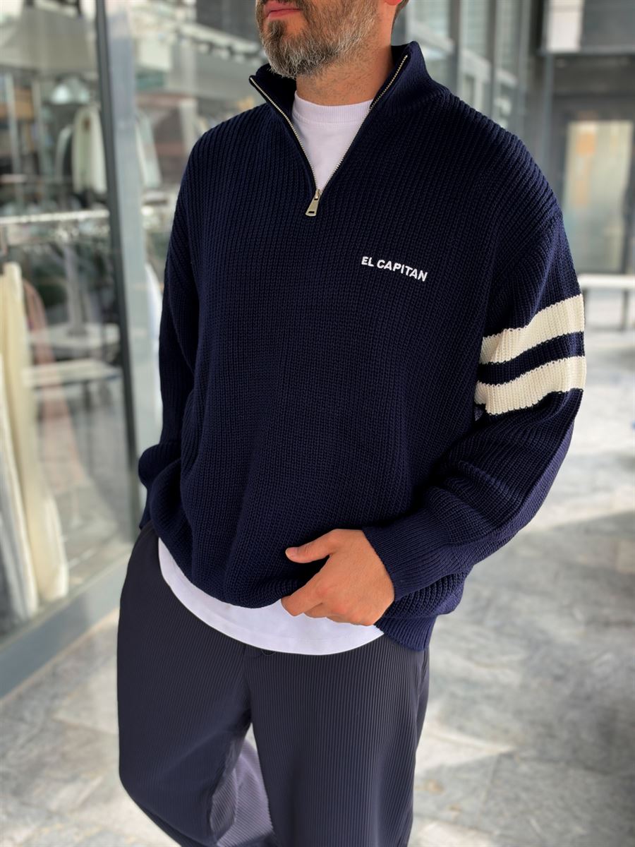 Navy Blue El Capitan Knitted Sweatshirt PM-004