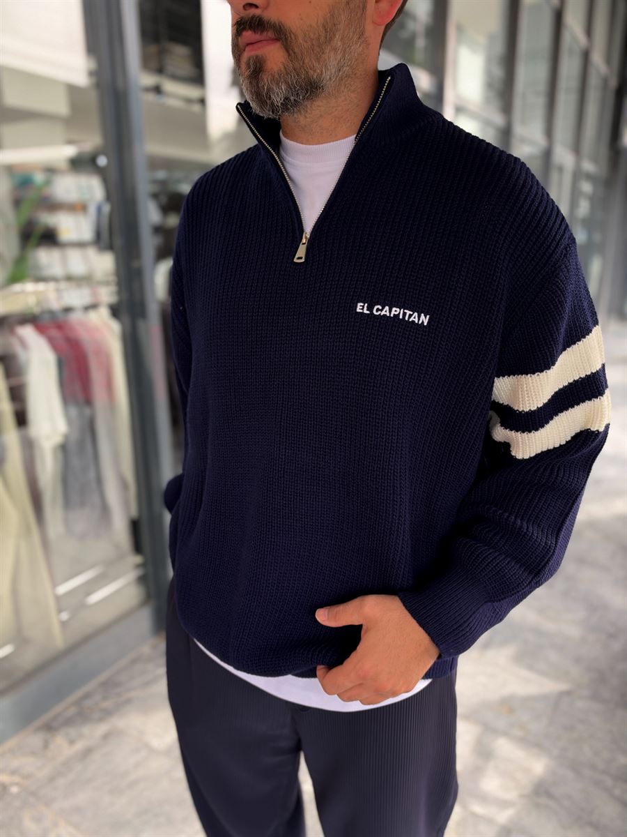 Navy Blue El Capitan Knitted Sweatshirt PM-004