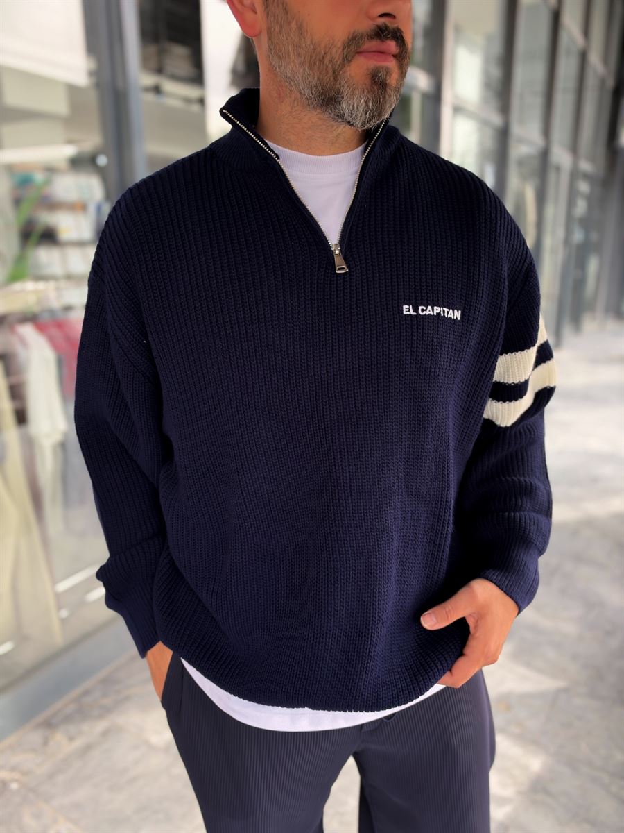 Navy Blue El Capitan Knitted Sweatshirt PM-004