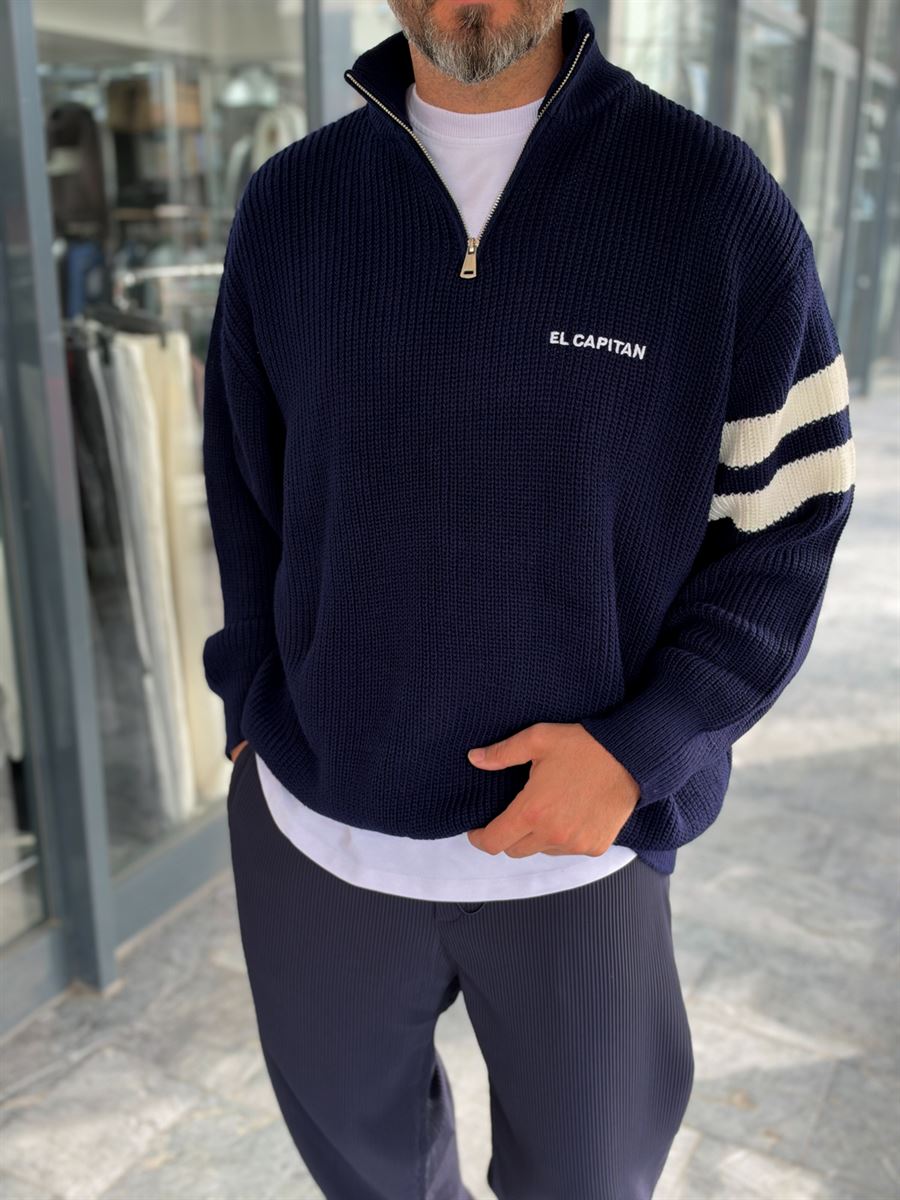 Navy Blue El Capitan Knitted Sweatshirt PM-004