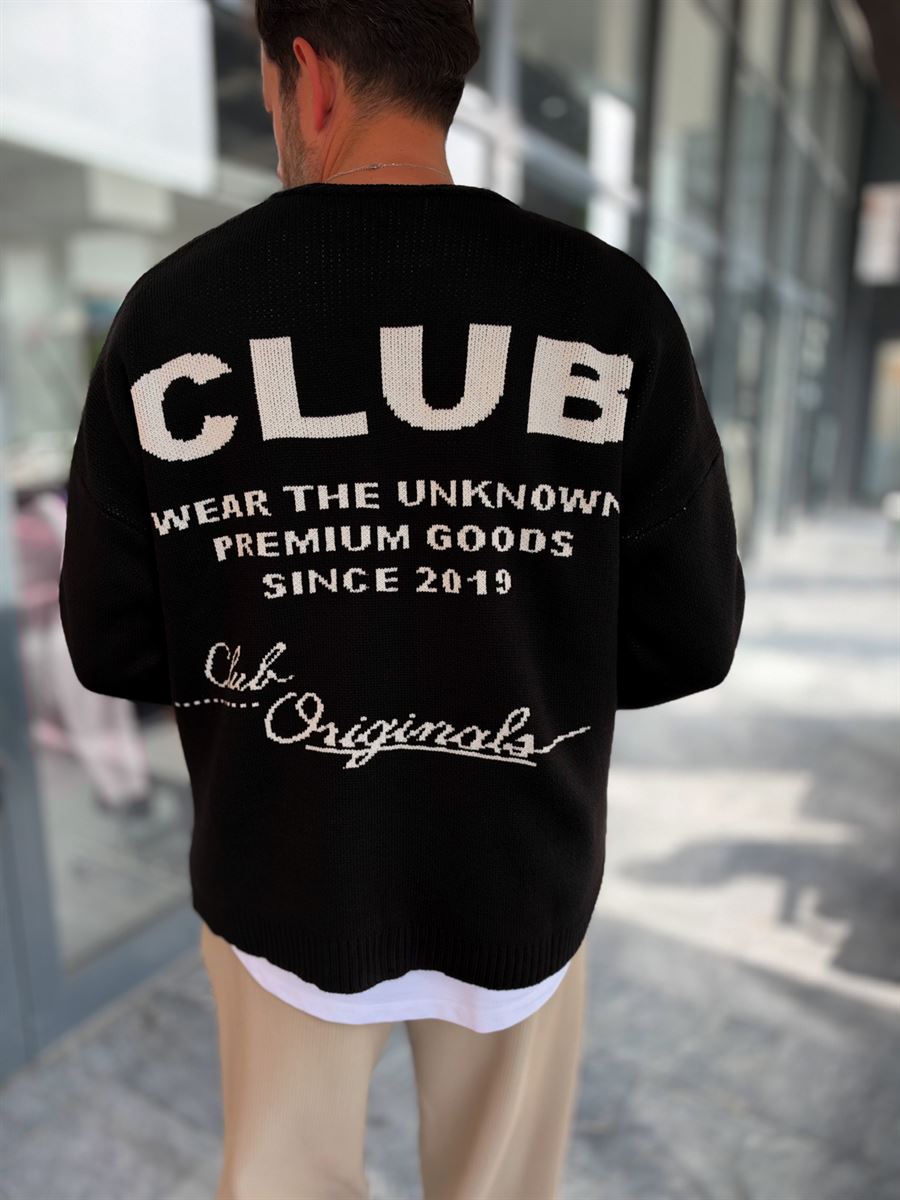 Black Club Knitted Oversized Sweatshirt PM-025