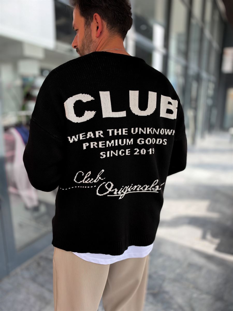 Black Club Knitted Oversized Sweatshirt PM-025