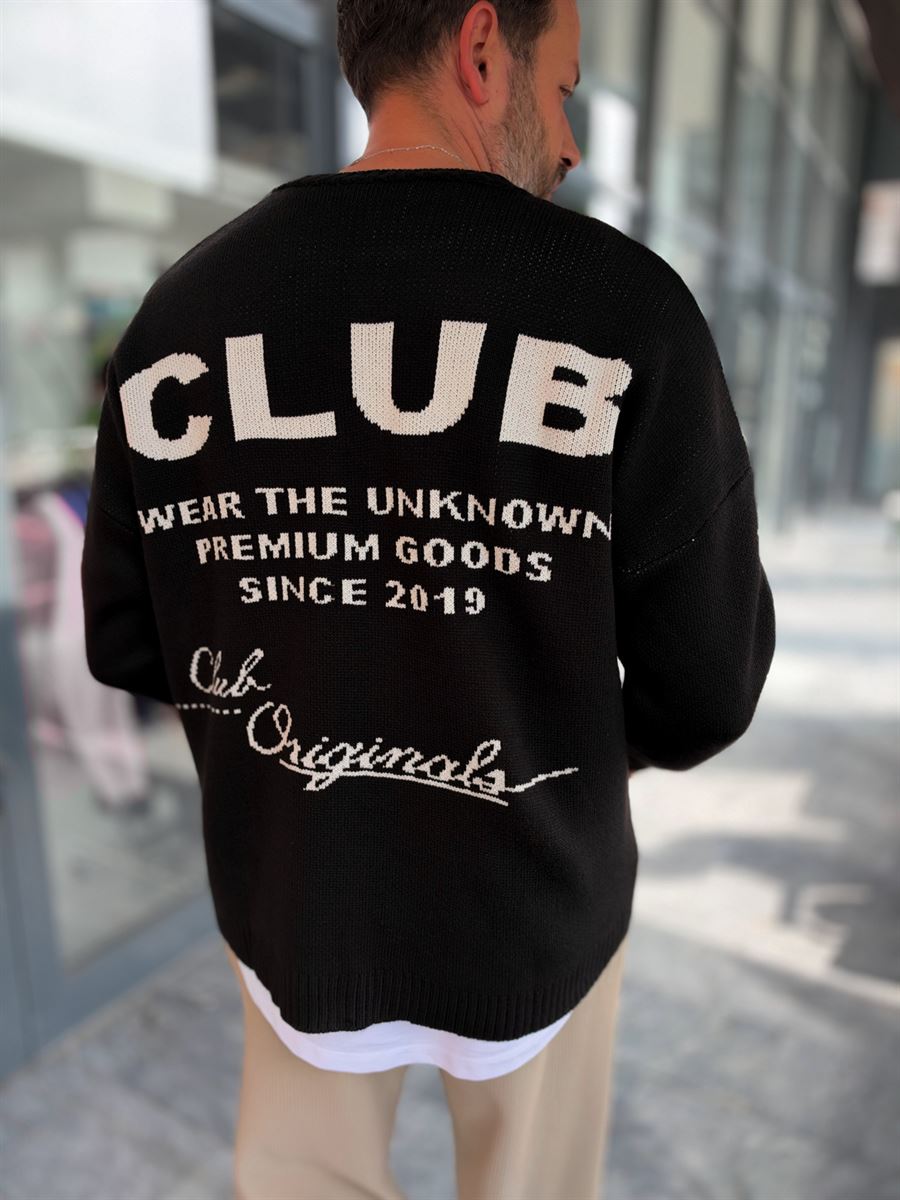 Black Club Knitted Oversized Sweatshirt PM-025