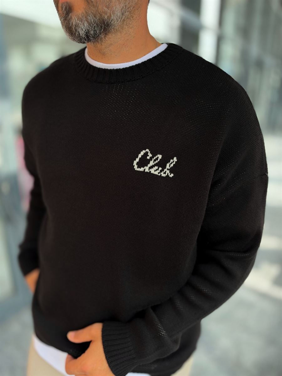 Black Club Knitted Oversized Sweatshirt PM-025