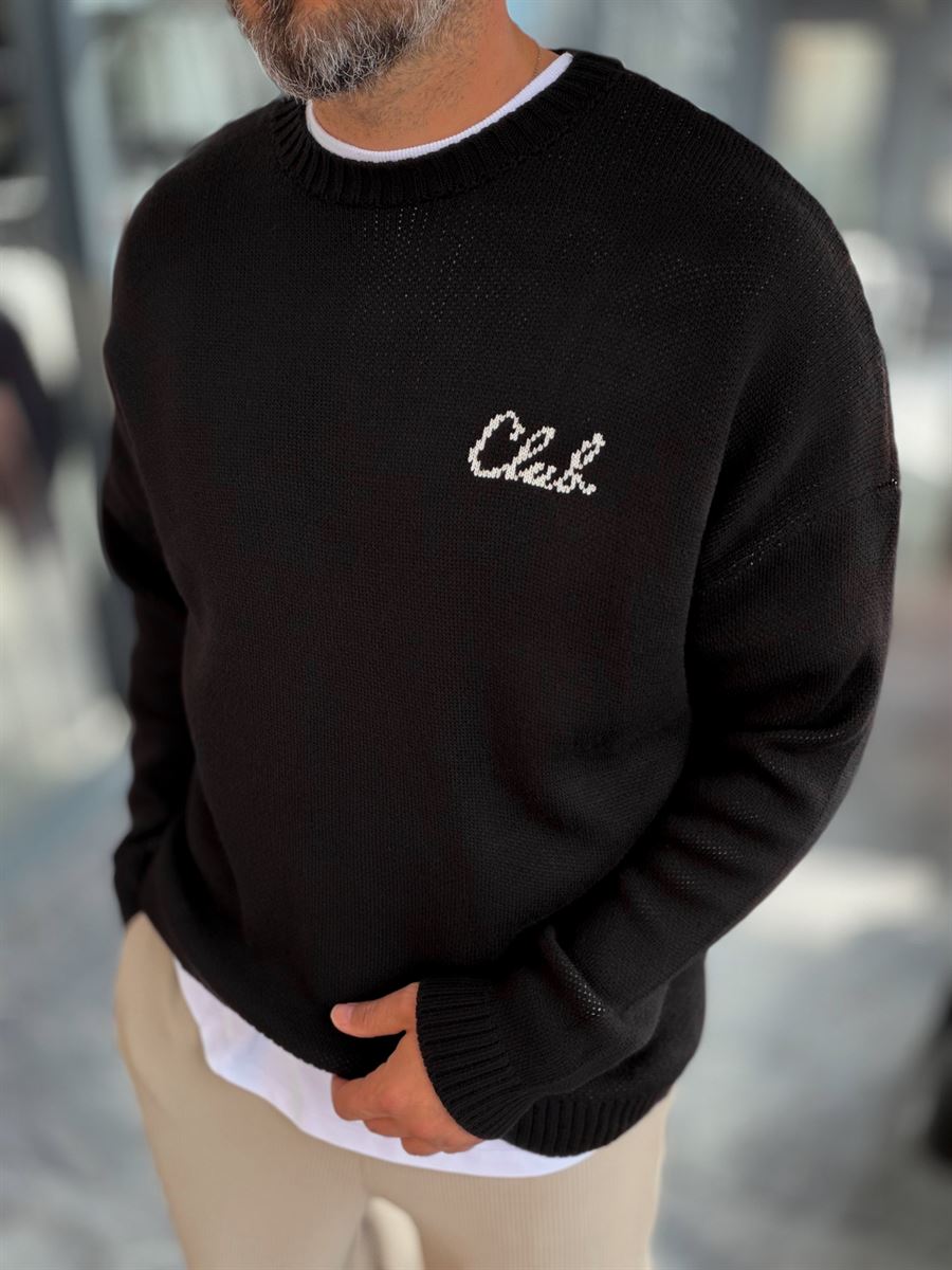 Black Club Knitted Oversized Sweatshirt PM-025