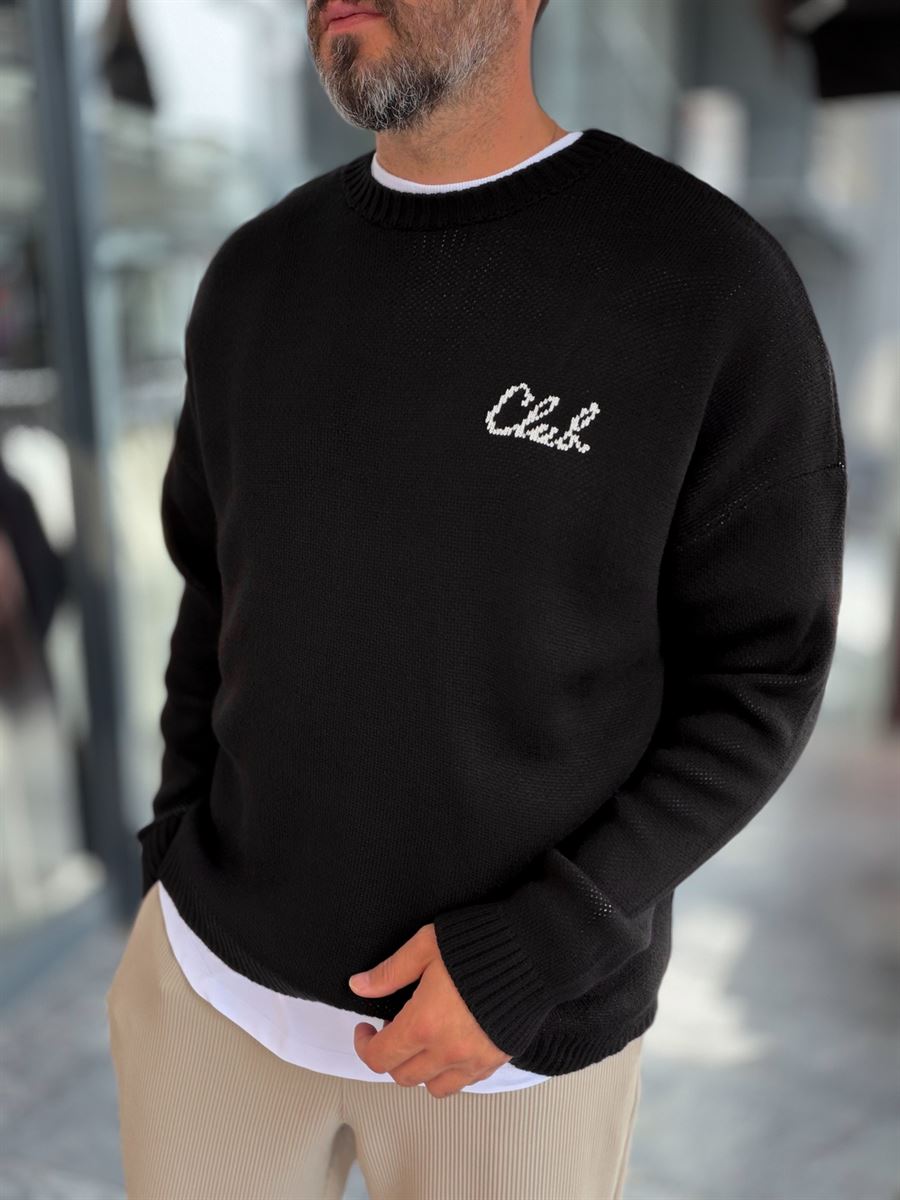 Black Club Knitted Oversized Sweatshirt PM-025