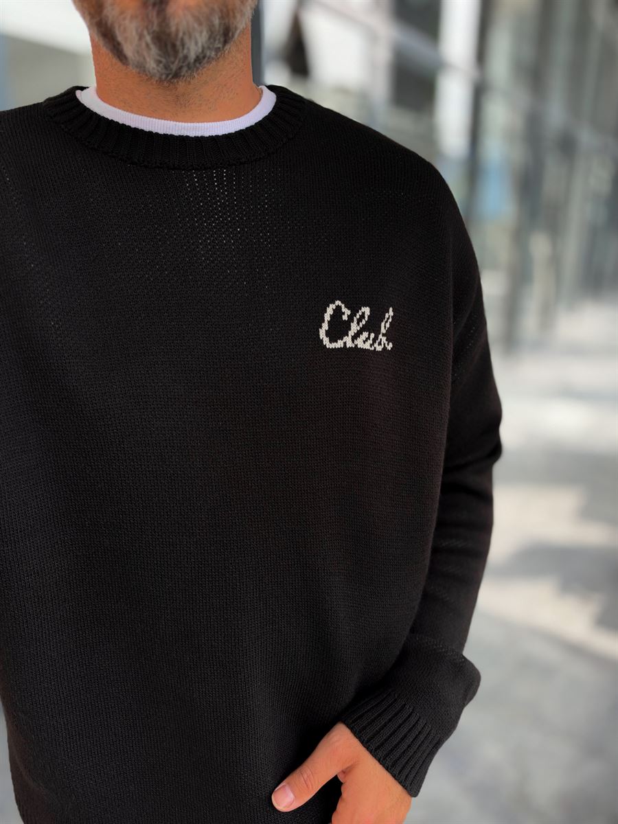 Black Club Knitted Oversized Sweatshirt PM-025