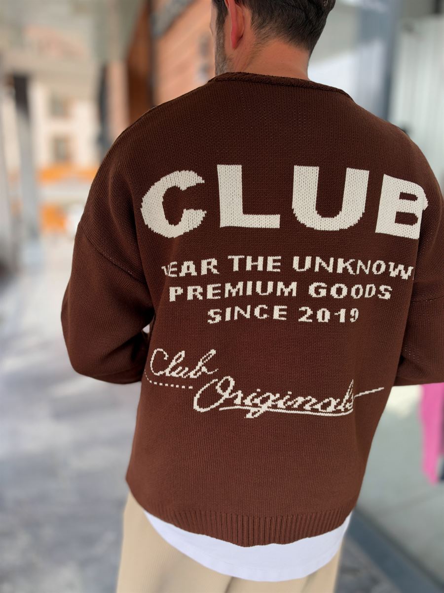 Brown Club Knitted Oversized Sweatshirt PM-025