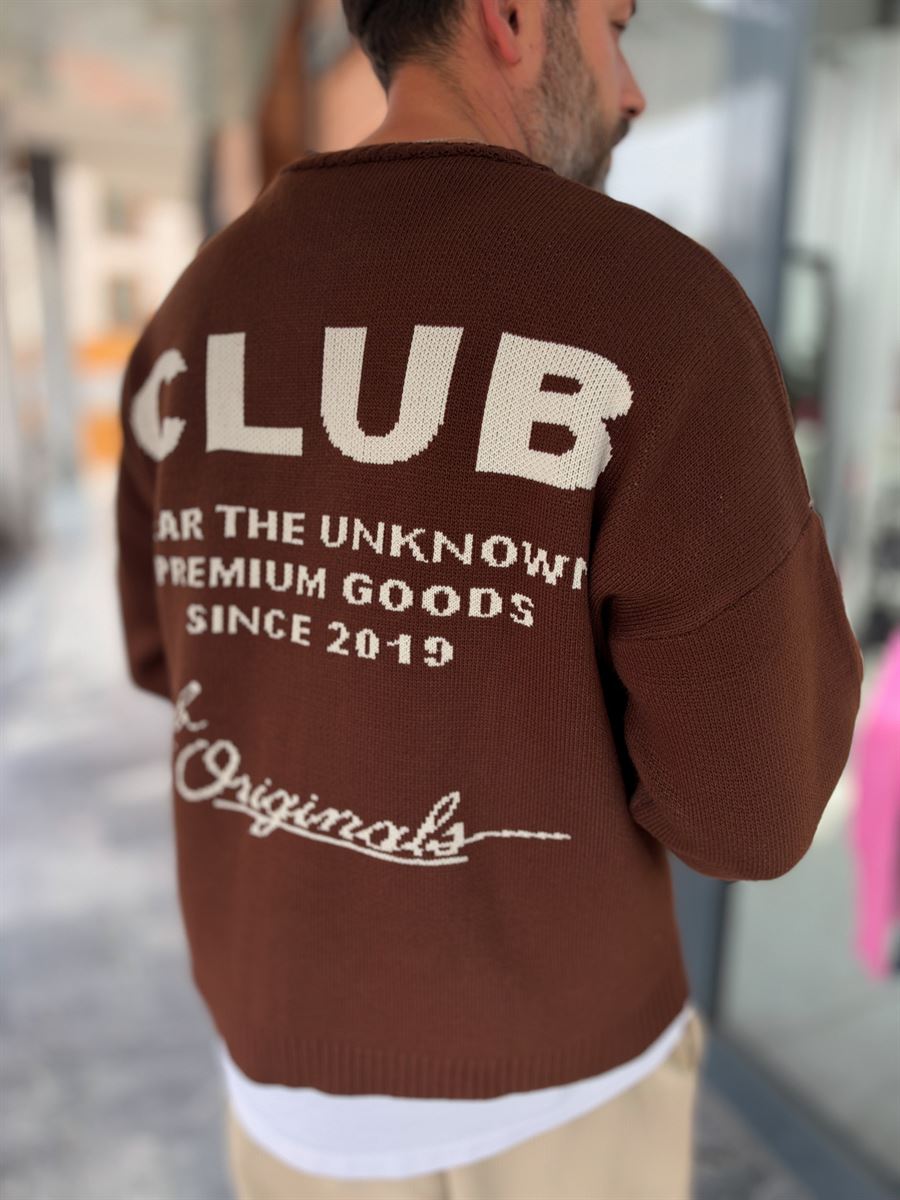 Brown Club Knitted Oversized Sweatshirt PM-025