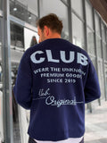 Navy Blue Club Knitted Oversized Sweatshirt PM-025