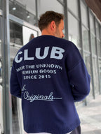 Navy Blue Club Knitted Oversized Sweatshirt PM-025