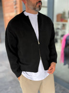 Black Basic Zip-Up Knit Cardigan PM-017