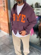 Purple Zip-Up Sweatshirt with BYE Patch PM-218