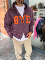 Purple Zip-Up Sweatshirt with BYE Patch PM-218