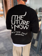 Black Knitted Sweatshirt with Future Embroidery PM-024