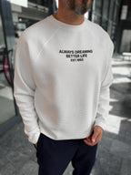 White Waffle Sweatshirt with Always Print PM-203