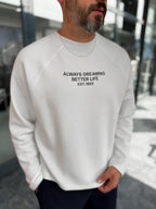 White Waffle Sweatshirt with Always Print PM-203