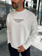White Waffle Sweatshirt with Always Print PM-203