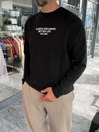 Black Waffle Sweatshirt with Always Print PM-203
