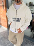 White Zip-Up Sweatshirt with HWK Patch PM-222