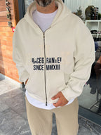 White Zip-Up Sweatshirt with HWK Patch PM-222