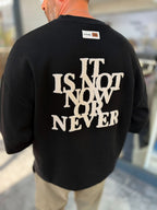 Black Sweatshirt with Checkered Sleeve Details RES-5026