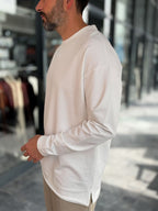 White Oversized Sweatshirt with Cut-Out Neckline MRK-0595