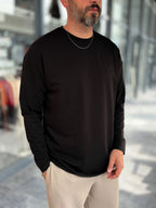 Black Oversized Sweatshirt with Cut-Out Neckline MRK-0595