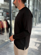 Black Oversized Sweatshirt with Cut-Out Neckline MRK-0595