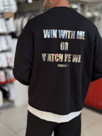 Black Sweatshirt with Shiny Win Lettering ES-206