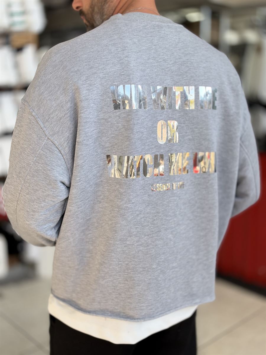 Light Grey Sweatshirt with Shiny Win Lettering ES-206