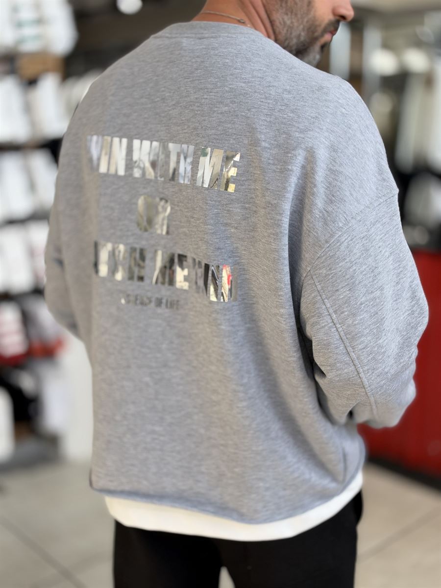 Light Grey Sweatshirt with Shiny Win Lettering ES-206