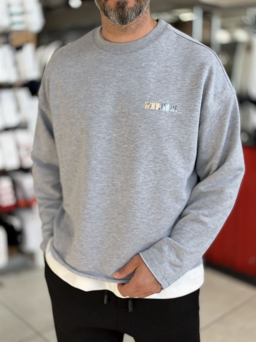 Light Grey Sweatshirt with Shiny Win Lettering ES-206