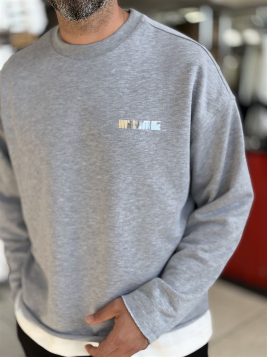 Light Grey Sweatshirt with Shiny Win Lettering ES-206