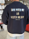 Navy Blue Sweatshirt with Shiny Win Lettering ES-206