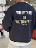 Navy Blue Sweatshirt with Shiny Win Lettering ES-206