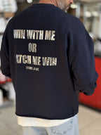 Navy Blue Sweatshirt with Shiny Win Lettering ES-206